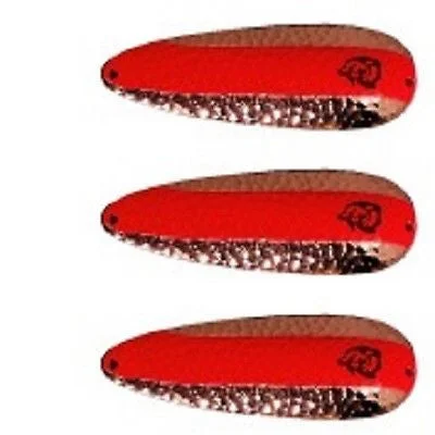 Three Eppinger Huskie Junior Copper/Orange Fishing Spoons 2 oz 4 1/2" 7-386