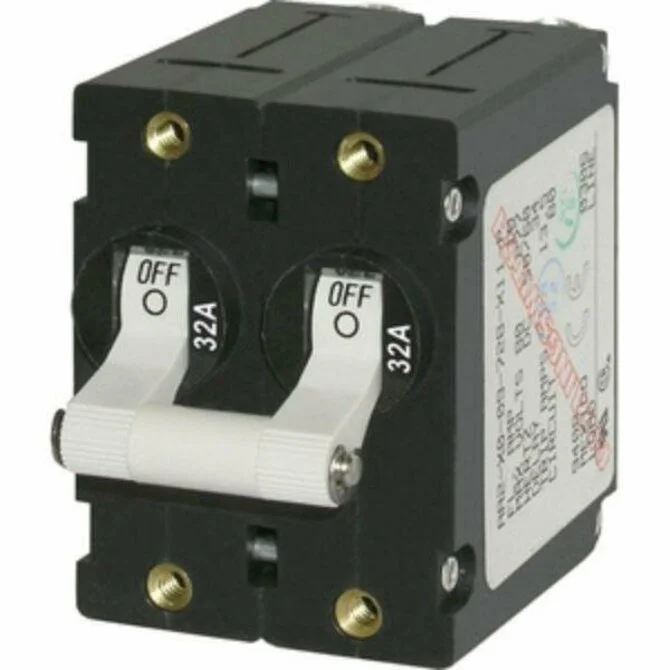 Blue Sea - A-Series White Toggle Circuit Breaker - Double Pole