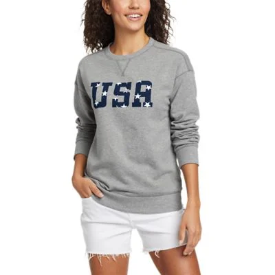 Women's Camp Fleece Graphic Crew Sweatshirt - USA