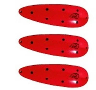 Three Eppinger Seadevle IMP Red/Black Dots Fishing Spoon Lures 1 oz 3 1/4" 62-51