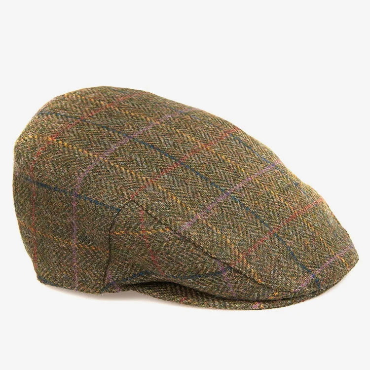 Barbour Moons Tweed Flat Cap - Olive Herringbone