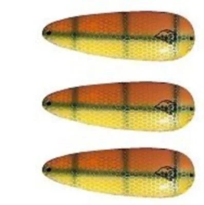 Three Eppinger Big Ed Orange/Green Perch Fishing Spoon Lure 7/8 oz  5 3/4" 37-36