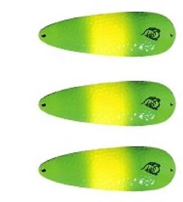 Three Eppinger Huskie Junior Green Chartreuse Fishing Spoons 2 oz 4 1/2" 7-306