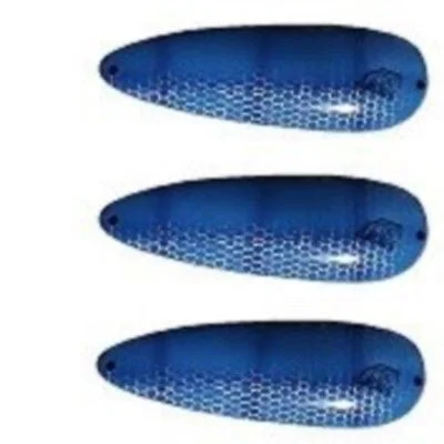 Three Eppinger Big Ed Blue Herring Scale Fishing Spoon Lure 7/8 oz  5 3/4" 37-35