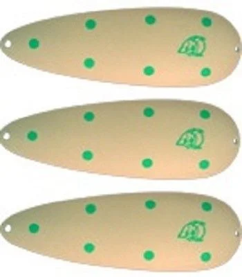 Three Eppinger Huskie Junior Glow/Green Dots Fishing Spoons 2 oz 4 1/2" 7-272