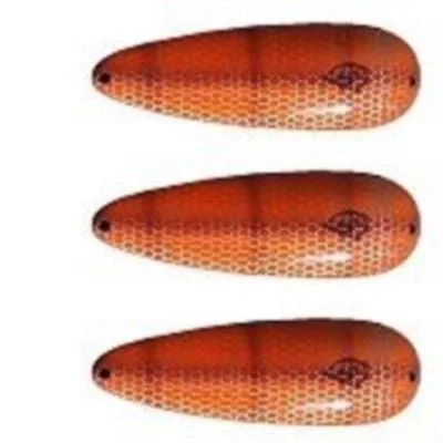 Three Eppinger Big Ed Orange/Brown Pike Fishing Spoon Lure 7/8 oz  5 3/4" 37-37