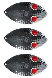 Three Eppinger Red Eye Wiggler Hammered Nickel Fishing Spoon Lures 1 oz 3" 88-62