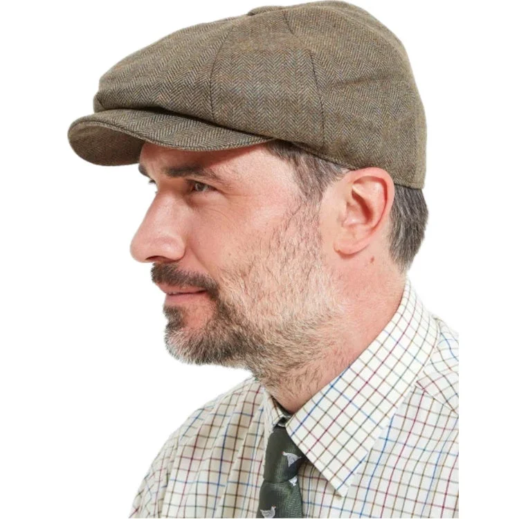 Schoffel Newsboy Mens Cap - Loden Green Herringbone Tweed