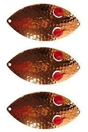 Three Eppinger Red Eye Wiggler Hammered Copper Fishing Spoon Lures 1 oz 3" 88-64