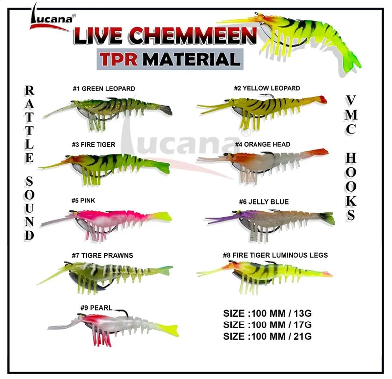 Lucana Live Chemmeen Shrimp Lure | Size: 10cm I 13-21g