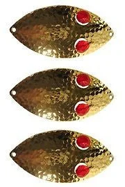 Three Eppinger Weedless Wiggler Hammered Brass Fishing Spoons 1 oz 3" 885-63