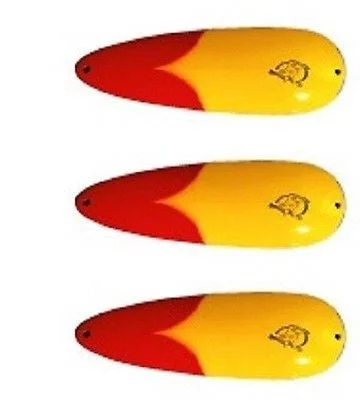 Three Eppinger Big Ed  Yellow/Red Chunk Fishing Spoon Lures 7/8 oz  5 3/4" 37-42