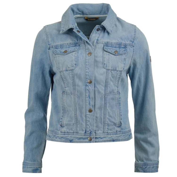 Barbour Ladies Rippled Denim Jacket - Bleached Denim - Size 16