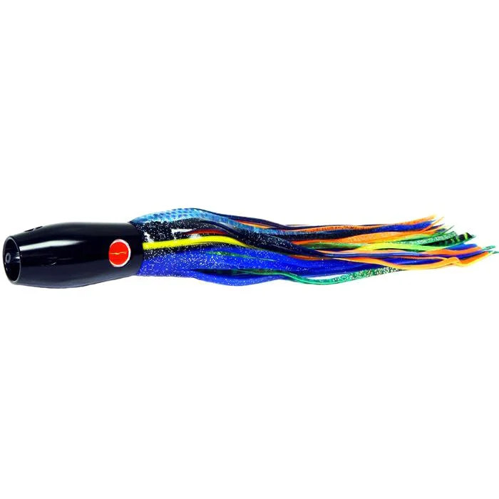 Black Bart Heavy Metal Kona Pro Jet Lure - Black Blue Dot/Green Orange Tiger