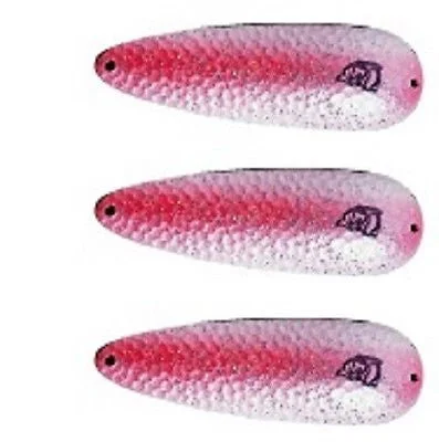 Three Eppinger Huskie Junior Pearl/Pink Fishing Spoons 2 oz 4 1/2" 7-336