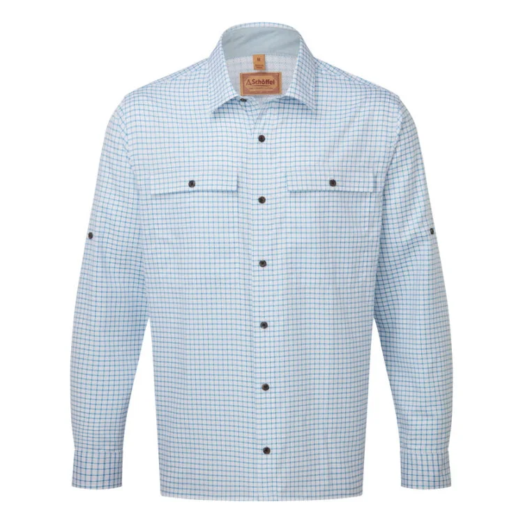 Schoffel Findhorn Technical Fishing Shirt - Mykonos Blue Check