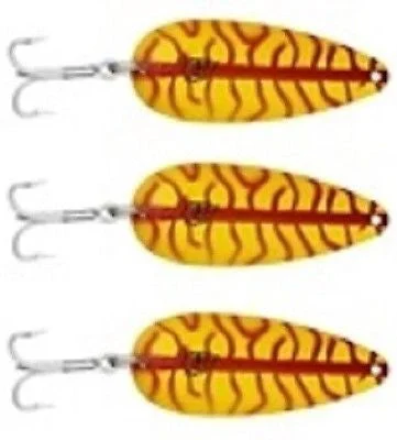 Three Eppinger Big Ed Yellow/Red Ladder Fishing Spoon Lures 7/8 oz  5 3/4" 37-57