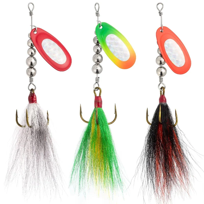 Dr.Fish 3pcs Musky Bucktail Spinner Lures