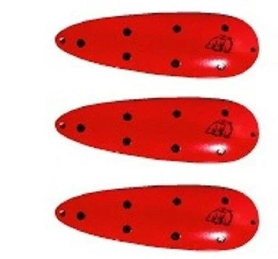 Three Eppinger Big Ed Orange/Black Dots Fishing Spoon Lures 7/8 oz  5 3/4" 37-50