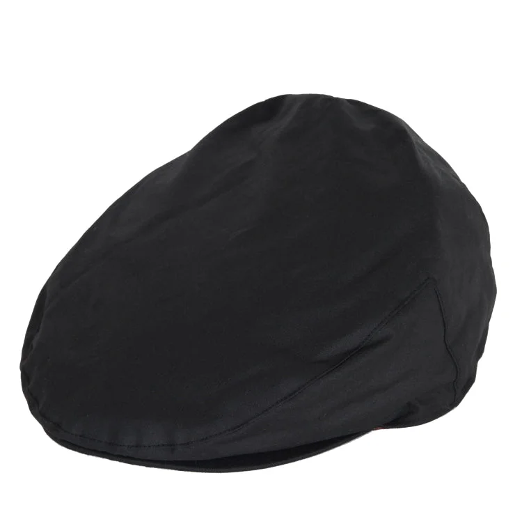 Barbour Wax Flat Cap - Black/Winter Red