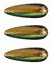 Three Eppinger Huskie Devle Nickel Green/Gold Fishing Spoon 3 1/4oz 5 1/2" 3-279