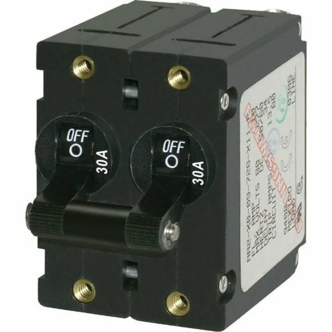 Blue Sea - A-Series Black Toggle Circuit Breaker - Double Pole